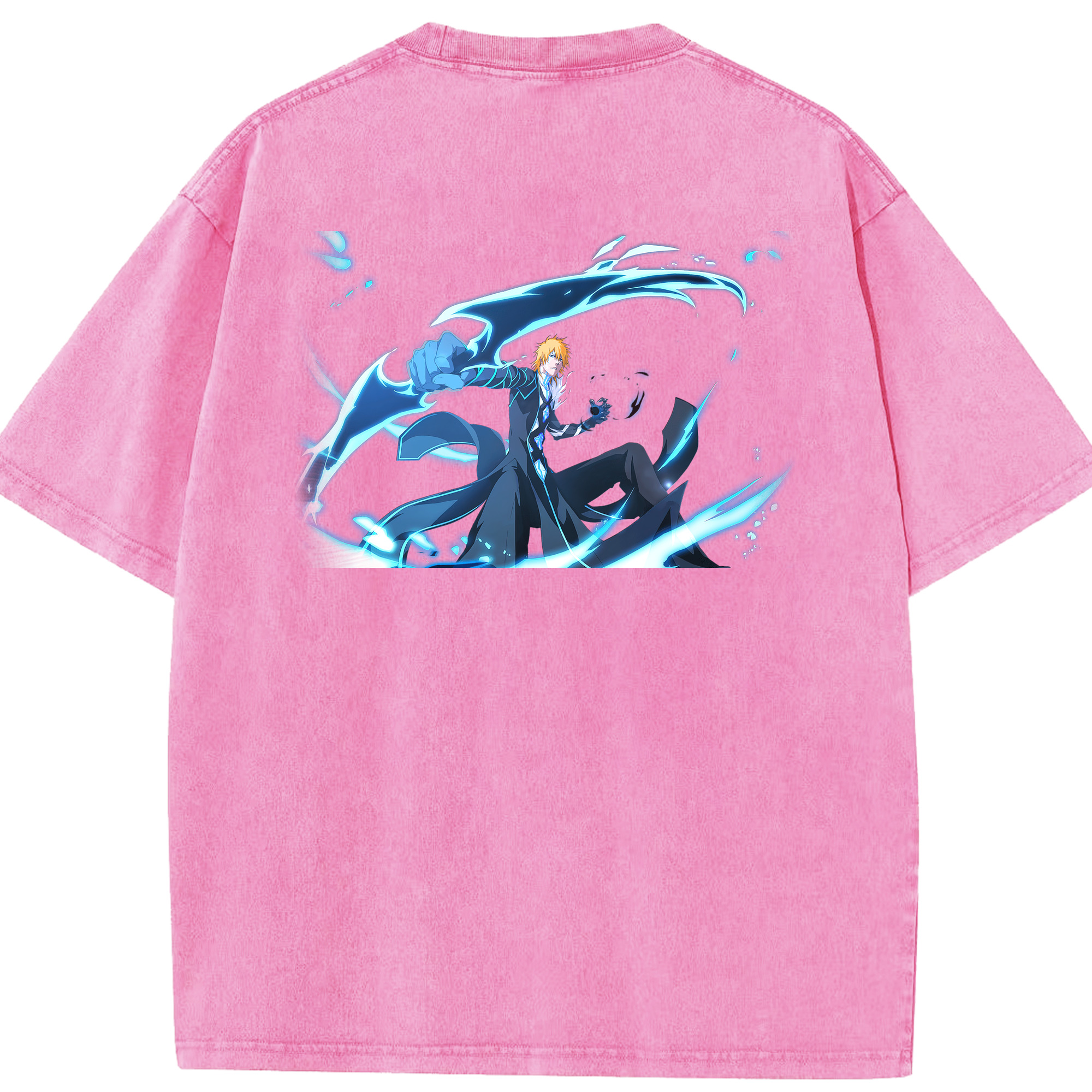 （画像用） ブリーチ 黒崎一護（くろさき いちご）BLEACH Kurosaki Ichigo 綿100% ヴィンテージ風 半袖Tシャツ（背面プリント）